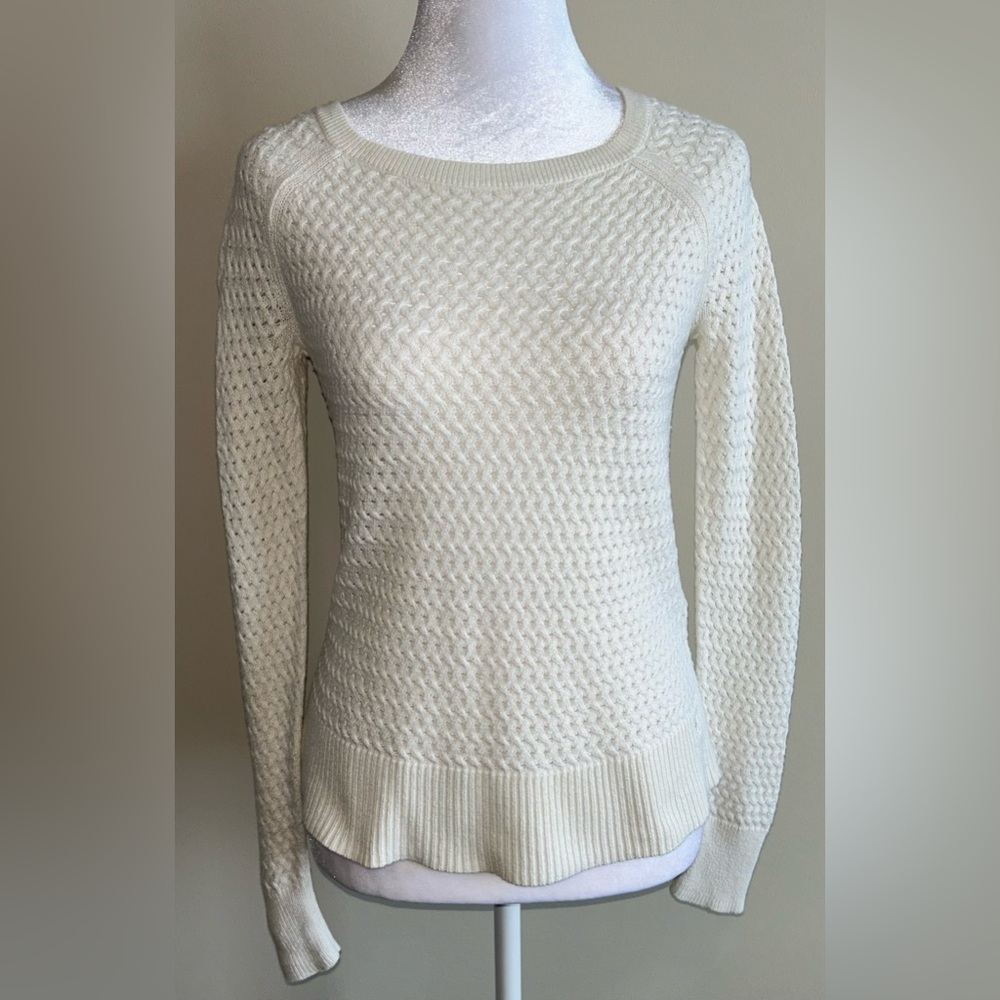 American Eagle Outfitters Cream Textured Crewneck Sweater